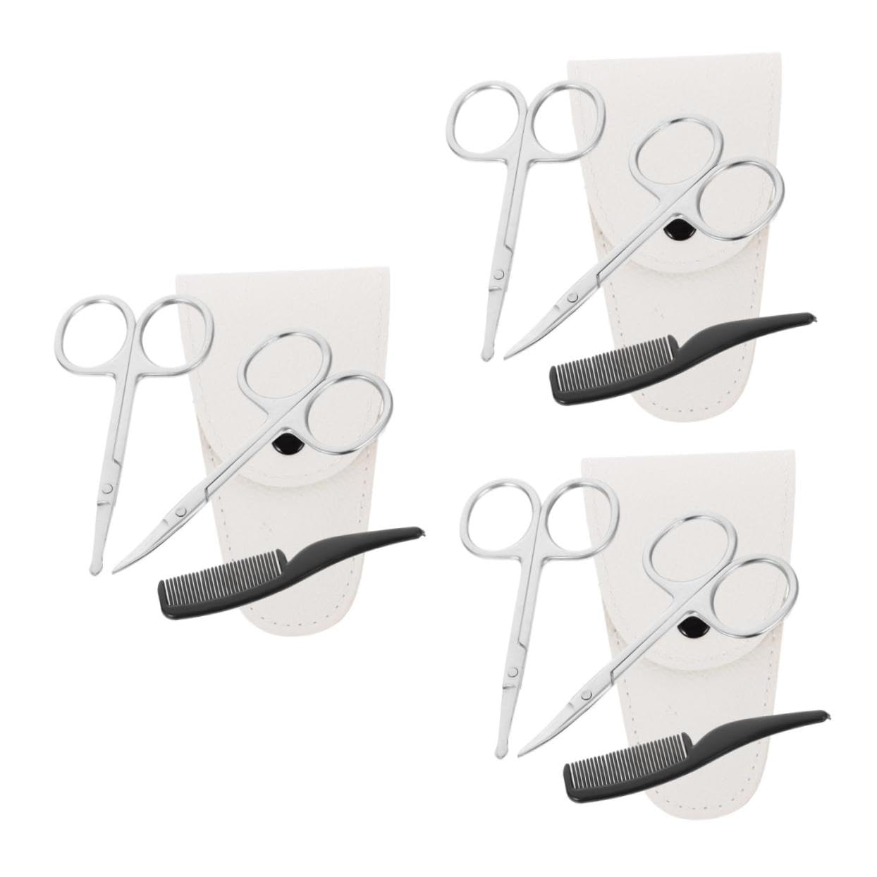 CALLARON 12 Pcs Beard Cutting Scissors Stainless Steel Small Scissors for Facial Hair Nose Hair Trimmer Pro Grooming Kit for Men's Styling