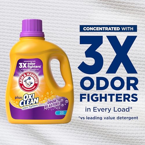 Image of ARM & HAMMER Plus OxiClean with Odor Blasters Liquid Laundry Detergent, Laundry Odor Remover, Attacks Stains, Fresh Burst Scent, 74 Loads, 96.2 Fl Oz