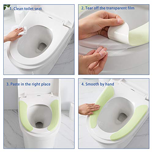 WC-Sitzkissen, weich, selbstklebend, tragbar, waschbar, wiederverwendbar, mit 2 WC-Sitzhebern, praktisch und hygienisch, 8 Paar – Bild 6