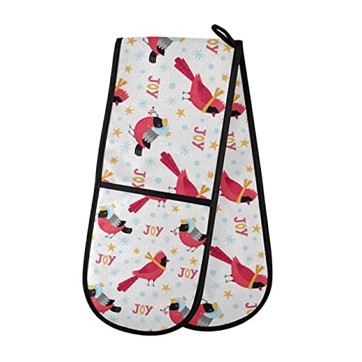 Joy Cardinal Bird Star Double Oven Mitt Heat Resistant Non-Slip Kitchen Gloves Extra Long 7