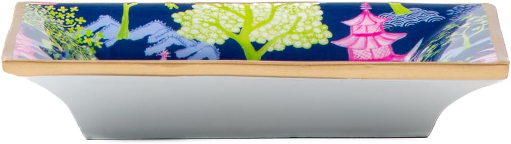 Jaye's Studio Shagreen Blue Enameled Square Decorative Trinket Tray, Catch All Tray, Jewelry Tray for Vanity, Bathroom, Bedside Home Office