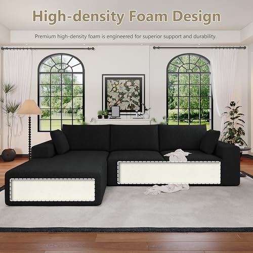 Image of Bean Bag Chairs for Adults Floor Gaming Bean Bag Chair Memory Foam BeanBag Chair Bean Bag Sofa (Black, 108 inch+Left Chaise)