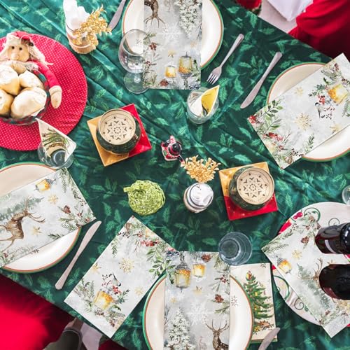 Christmas Paper Napkins,40pcs Disposable Deer Napkins Winter Paper Hand Towels for Bathroom Winter Reindeer Napkins Christmas Holiday Decorations – Image 4