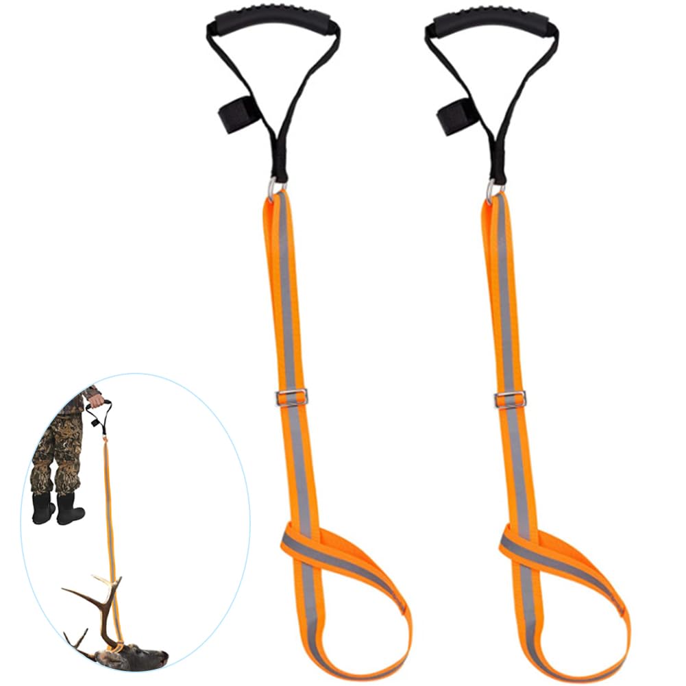 Arrastre y arnés de ciervo, correa de arrastre ajustable resistente para ciervos, con mango de agarre cómodo antideslizante, arrastre perfecto para ciervos rápido con rayas reflectantes, accesorios de