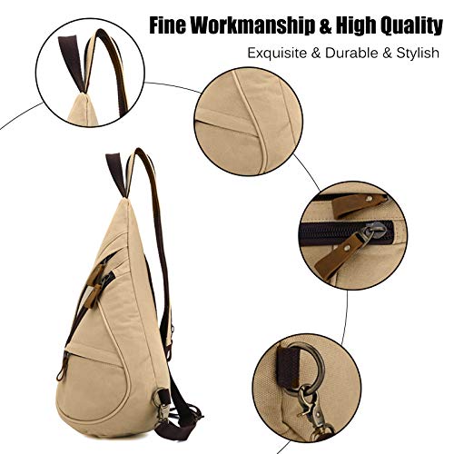FANDARE Unisex Sling Bag Canvas Crossbody Schouder Rugzak 3 in 1 Mannen Borsttas Vrouwen Casual Daypacks fit 9.7 inch Tablet Rugzak voor Outdoor Fietsen Wandelen Reizen Indoor Activiteiten Retro Schooltas - Image 6