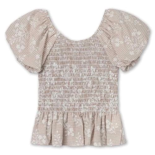 Image of Speechless Girls' Floral Short Sleeve Ruffle Hem Smocked Top