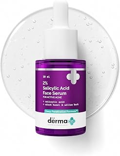 The Derma Co 2% Salicylic Acid Serum for Active Acne | Helps Reduces Acne Marks & Blackheads | Removes Excess Oil & Unclog Pores | Suits All Skin Types | 1.01 Fl Oz/30ml