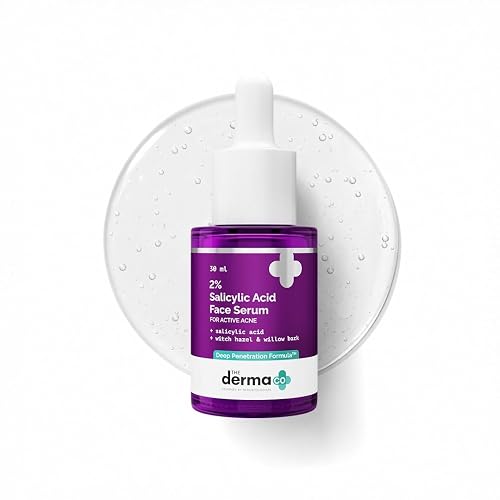 The Derma Co 2% Salicylic Acid Face Serum | Reduces acne & blackheads | Tightens pores | Exfoliates & soothes inflammation | 30 ml