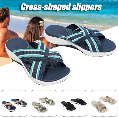 Womens Criss Cross Slippers Soft Cushion Comfortable Walking Sandals Wide Width Slip On Flats Indoor House Slippers Open Toe Orthotic Slides Comfort Wear Orthowear Shoes Lightweight Casual 2025 Dressy3