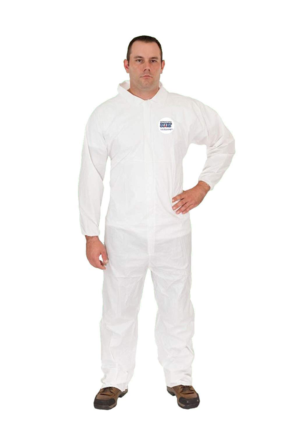 International Enviroguard ValuGuard MP Light Duty Disposable White Coverall Economical Protective Clothing for Non Hazardous Paint and Dust with Elastic Wrist & Open Ankle (2XL, Case of 25)