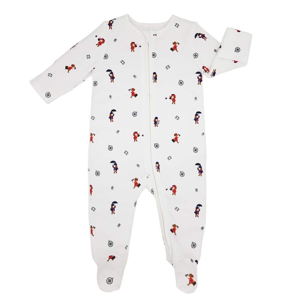 Zip Up Sleep N Play, 100% GOTS Organic Cotton Certified, Footed Long Sleeve Zipper Romper, Unisex Baby Pajamas, Bodysuit for boy & Girl, Teddley's Travel Adv. Collection