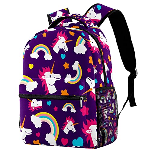 Sac à dos enfant motif licorne confortable anti mal de dos avec filet gourde
