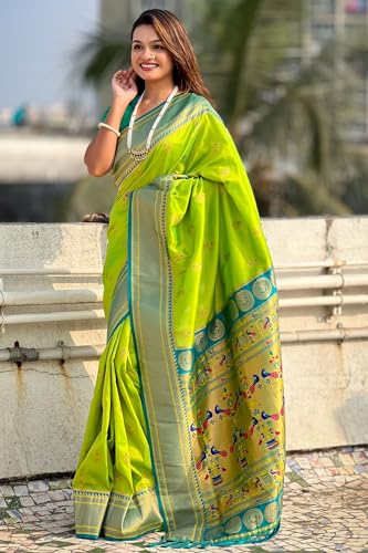Image of SGF11 Women's Paithani Soft Lichi Silk Kanjivaram Sarees With Blouse Piece