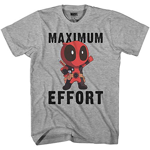 Marvel Deadpool Chibi Maximum Effort Men's T-Shirt (Heather Grey, XXL)