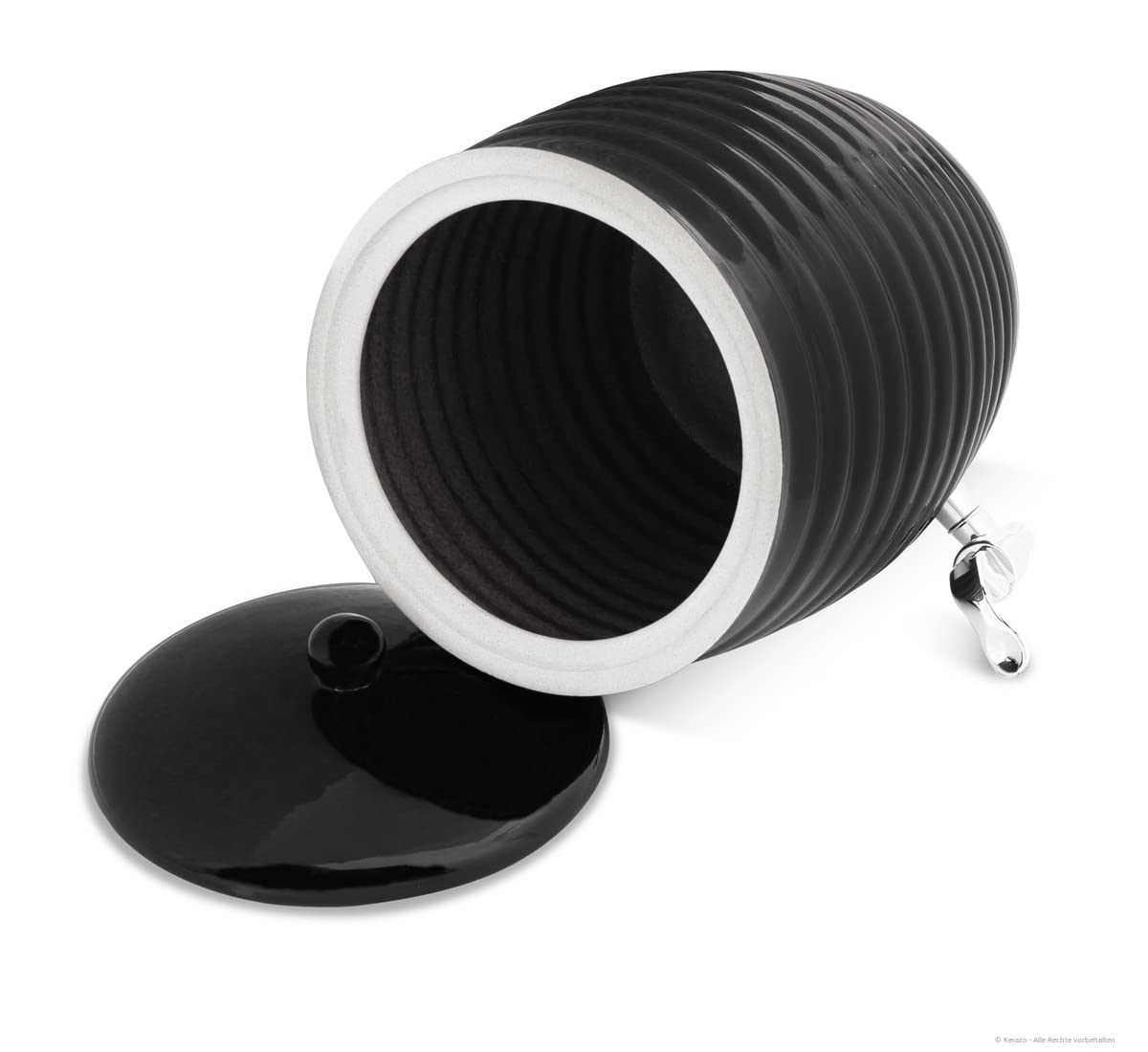 Distributeur de boissons en céramique - Pour la fermentation de kombucha, vinaigre et huile - Avec robinet et support - 6 l - Noir