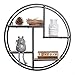 Estante de pared redondo Estantes flotantes de madera y hierro montados en la pared Estante de exhibición de metal decorativo industrial Soporte de artesanía decorativo para la sala de estar oficina