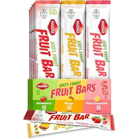 Haddar 100% Fruit Leather Bars Variety Pack (3 Pack = 30 Bars) | Strawberry, Mango, Pink Lemonade | Made with Real Fruit | No Corn Syrup | No Artificial Colors or Flavors | Gluten Free | Certified Kosher Cover