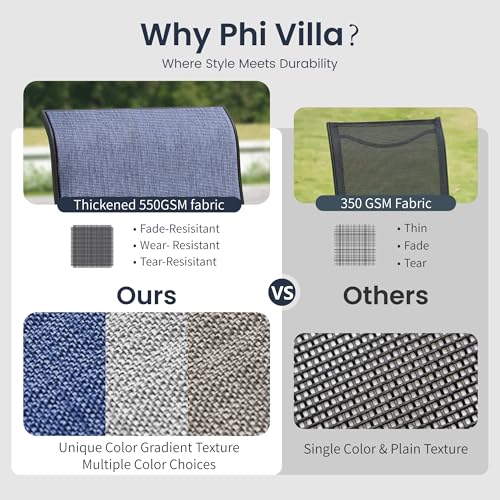 Image of PHI VILLA Swivel Patio Dining Chairs Set of 6, Textilene Mesh Fabric, Blue | High back ergonomic backrest. Black E-coated metal frame for outdoor, deck, lawn, garden. Rust-resistant, easy-clean