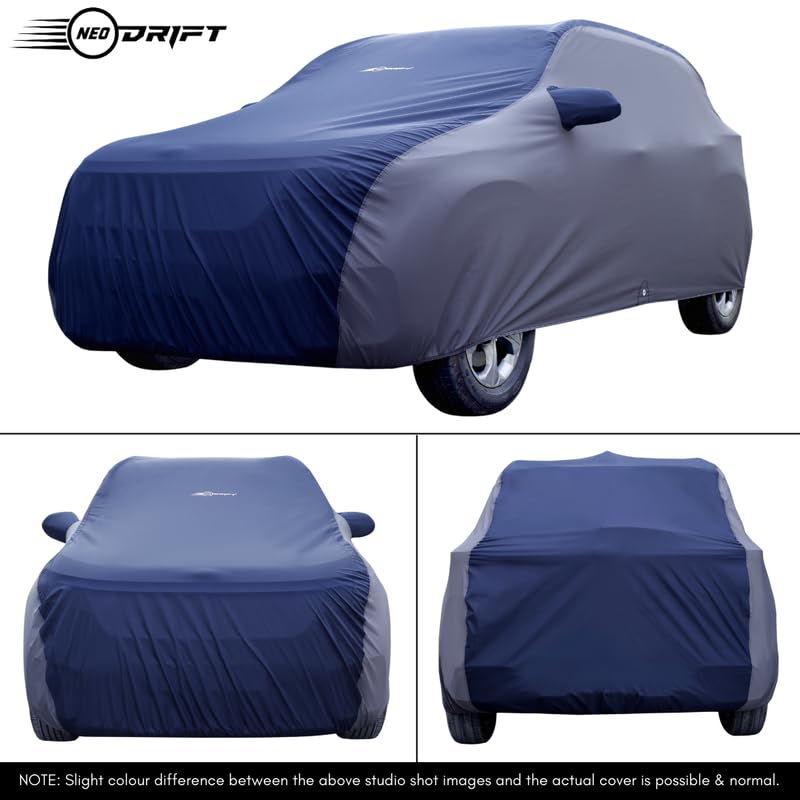 Image of NEODRIFT 'SuperTech' Car Cover for Maruti Suzuki Victoris (All Weather Protection, 100% Water-Resistant, Tailored Fit, Multi-Layered & Breathable Fabric) (Colour: Blue+L.Grey)