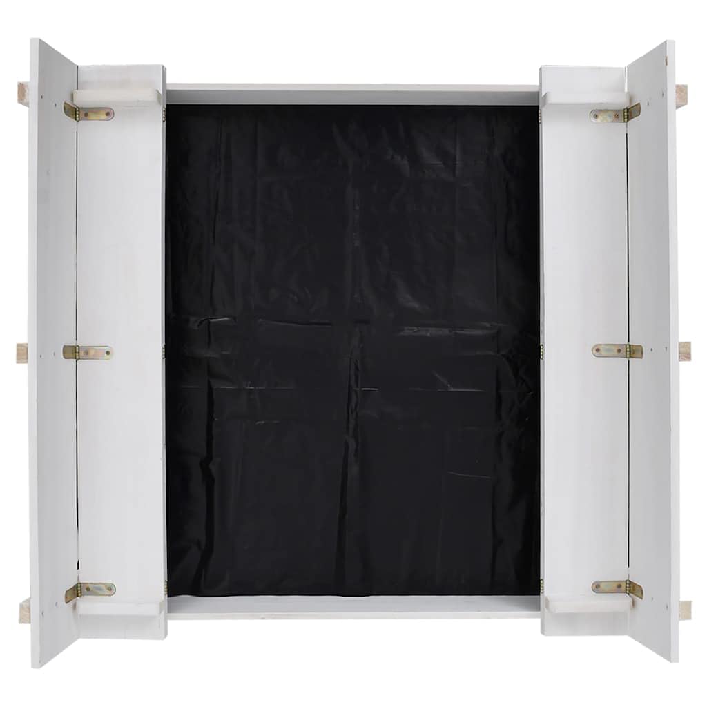 Sandkasten aus Tannenholz Weiß 95 x 90 x 15 cm mit Deckel zu 2 Bänken, Nylon-Bodenplane, für Garten Hof Terrasse Strand Outdoor Buddeln Bauen Formen