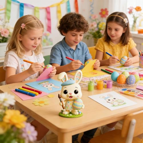 Ornement de lapin saisonnier pour embellir une étagère ou un centre de table printanier
