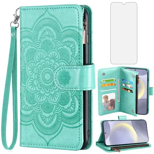 Coque Samsung S24 Plus Asuwish Étui Portefeuille avec Verre Trempé