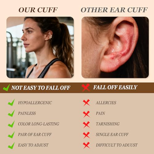 Ear Cuff Earrings for Women Safety Pin Earrings Gold Chunky Ear Cuffs Non Piercing Rhinestone Star Clip on Earring Cartilage Jewelry Statement Gift3