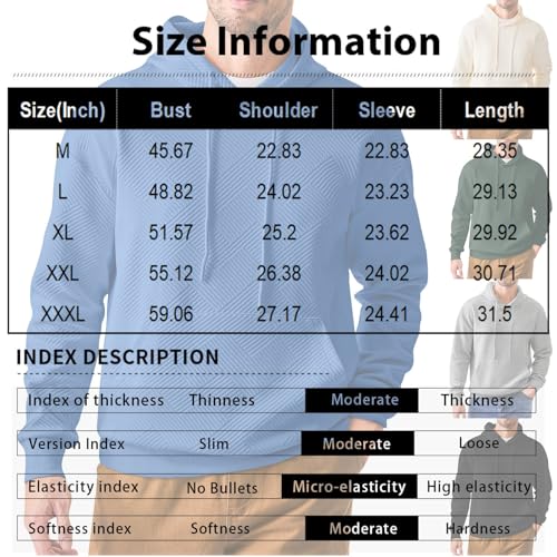 Ymosrh Men's Casual Hoodies, Solid Color Pullover Hooded Sweatshirts with Pocket Gym Workout Hoodies, M-3XL3