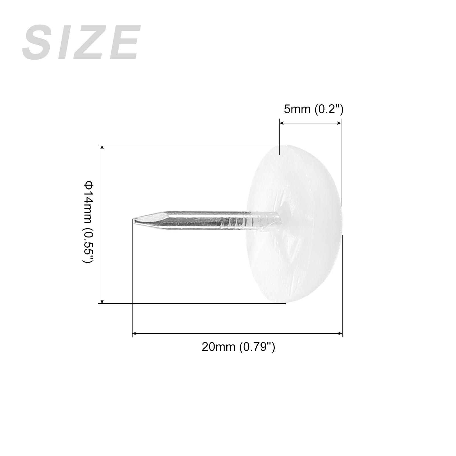 METALLIXITY Furniture Feet Nail (14mm/0.55in) 40Pcs, Plastic Half-Circles Chair Glides Sliders - Image 2