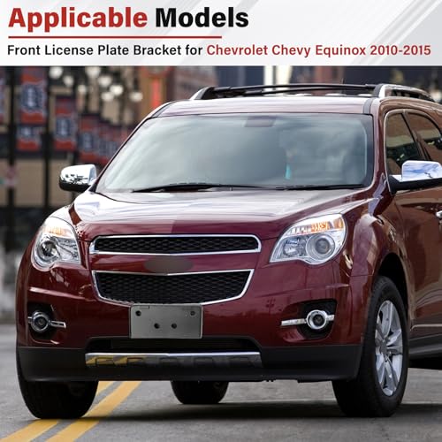 Image of License Plate Bracket Accessories for Chevrolet Chevy Equinox 2010 2011 2012 2013 2014 2015, Front Bumper License Plate Holder Replacement Frame Black Mount