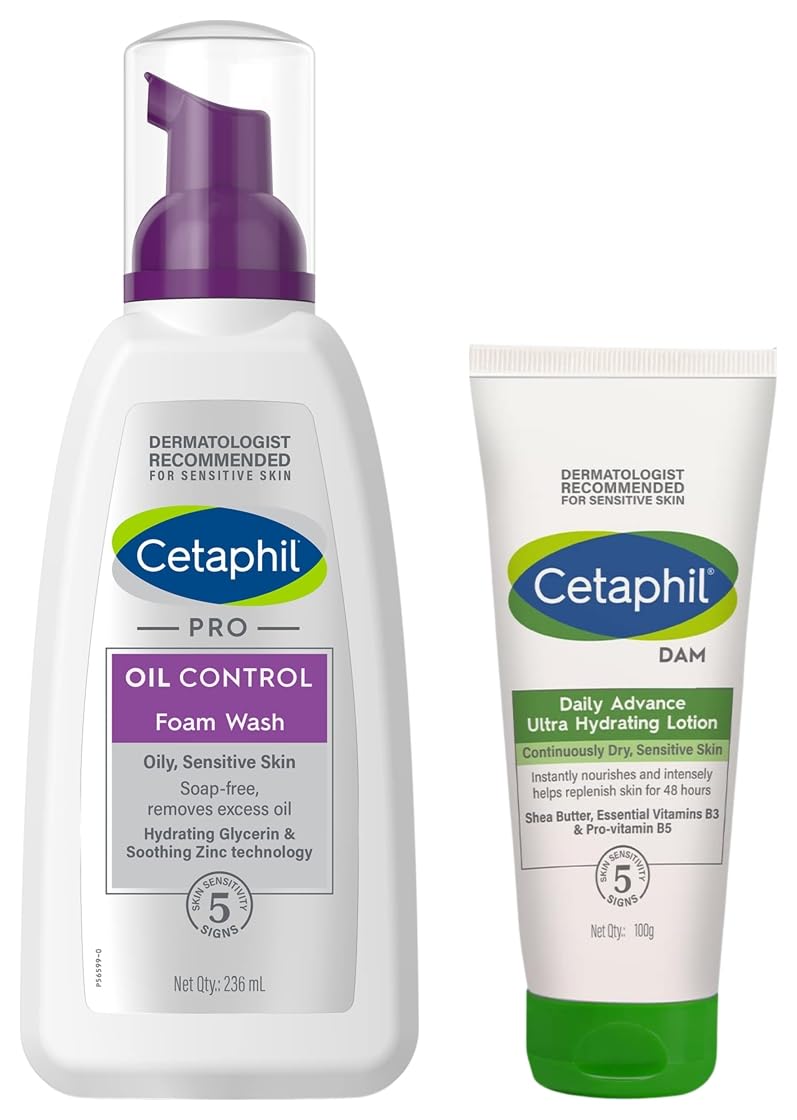 PRO Oil Control Foam Face Wash for Acne & Oily Prone Skin 236ml Daily Advance Ultra Hydrating Lotion For Dry/Sensitive Skin, Long Lasting Moisturizer For Face & Body, Multi, 100 G