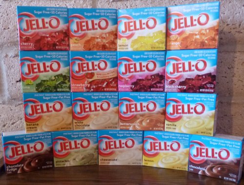 image for Jell-O Sugar Free Instant Pudding and Gelatin Sampler (Pack of 17 Diff
