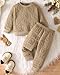 Jecson Toddler Baby Girl Clothes: Soft Warm Outfits Set Quilted Heart Pullover Sweatshirt & Jogger Pants Cute Fall Winter Home Out 12-18 Months Beige