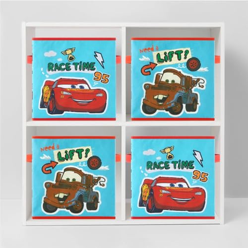 Image of Disney Cars Storage Cubes, Set of 2 Durable 10 inchx10 inchx10 inch Fabric Bins with Handles, Lightning McQueen Organizer Boxes for Kids' Toys, Clothes & Room Decor