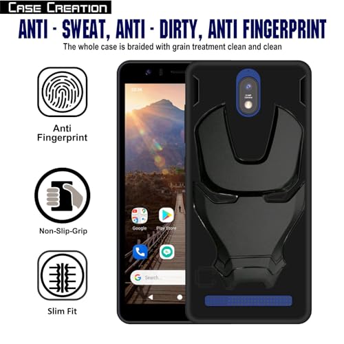 Image of COVERLY Official 3D Touch Feel Trending Avengers Logo Mask Soft Rugged Grip Silicone Iron Man Super Power Cartoon Movie Engraved Silicone Matte Back Cover for Jio Phone Next (2019) -HD Black Avenger