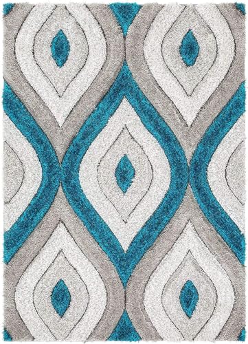 Image of SAGON Anti-Skid Shaggy Carpet Rug for Home | Ultra-Soft Plush Floor Mat for Living Room & Bedroom | Non-Slip, High-Density, Cozy Luxury Decor| 5 x 7 Feet Silver Eye