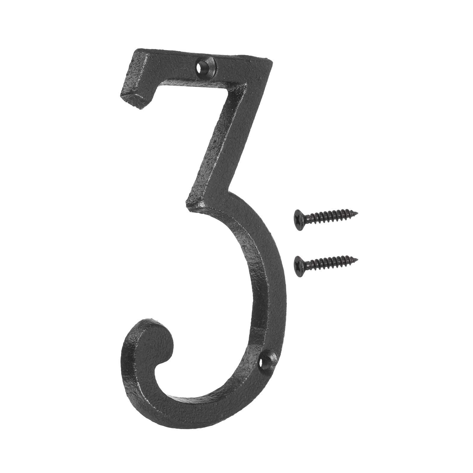 sourcing map House Numbers and Letters, 145mm Cast Iron Metal Vintage Address Numbers for Outside, Solid House Number with Screws for Apartment Office Hotel Room Signs(Number 3)