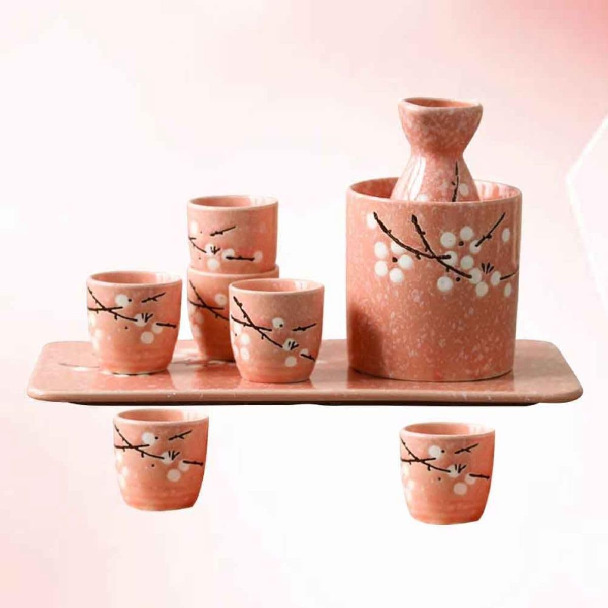 ABOOFAN Coffret à Saké Japonerie en Céramique Rose, Style Chic pour Bar