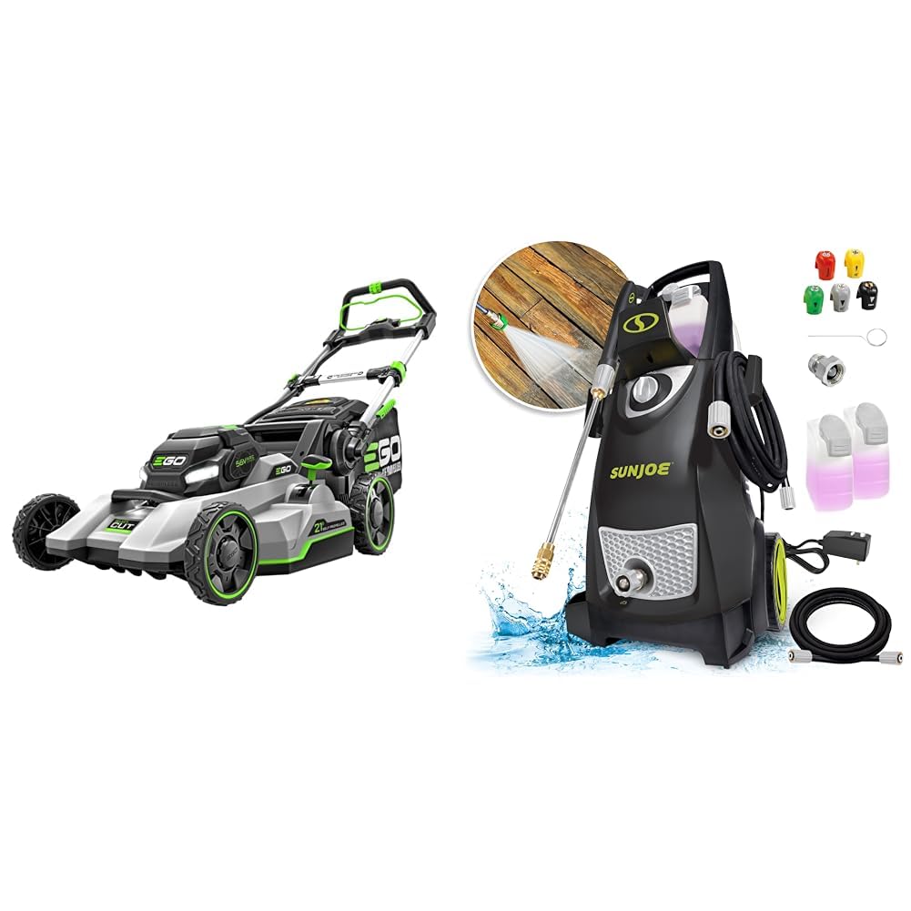 EGO 21-Inch Select Cut Self-Propelled Mower with 7.5Ah Battery and Rapid Charger Bundle with Sun Joe 2030 PSI Electric Pressure Washer