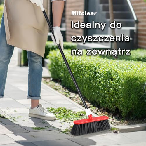 Mitclear Miotła Ogrodowa Heavy Duty z Długim Uchwytem (145cm), Szczotka Ogrodowa ze Sztywnym Włosiem, Miotła do Zamiatania na Zewnątrz do Czyszczenia Ogrodów, Podwórek, Tarasów, Ścieżek i Podjazdów