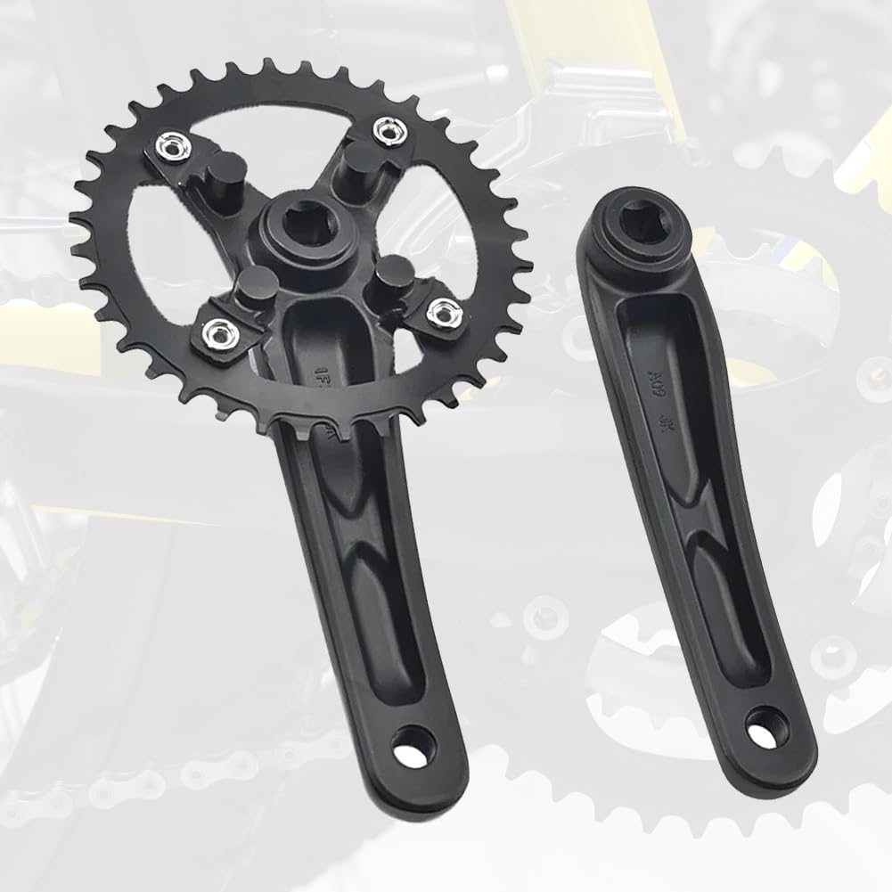 Guarnitura con foro quadrato da 170 mm, BCD 104, per mountain bike, 32/34/36/38/40/42T, corona rotonda a velocità singola con denti stretti e larghi, set di pedivelle per bici da 8-12 pollici in lega