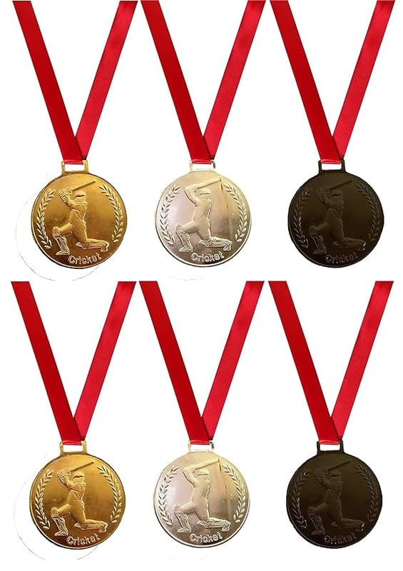 BE TREND Cricket Medal Set for Man of The Match, Best Batsman, Best Bowler & All Cricket Events | 2.5" Mild Steel Medals with Gold, Silver & Bronze Finish | Includes Quality Tags (6 Medals)-picture-13