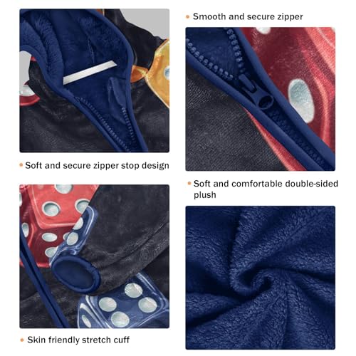 Retro Dice Girls Fleece Jacket Girls Fall Jacket Girls Zip Up Hoodie Girls Sherpa Jacket 2-10T3