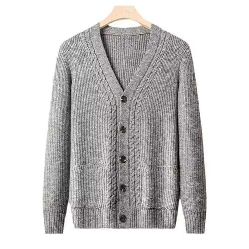 Men's Cardigan Sweater V-Neck Solid Single Breasted Korean Casual Slim Long Sleeve Cardigans2
