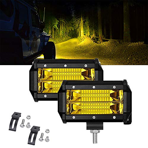 フォグランプ バイク 5インチ SAMLIGHT 72w LED作業灯 イエロー 12-24v 兼用 広角狭角一体 トラック 重機機械 ガレージ ライト デッキライト 集魚灯 前照灯 Suv Atv Utv 2個セット 1年保証 …