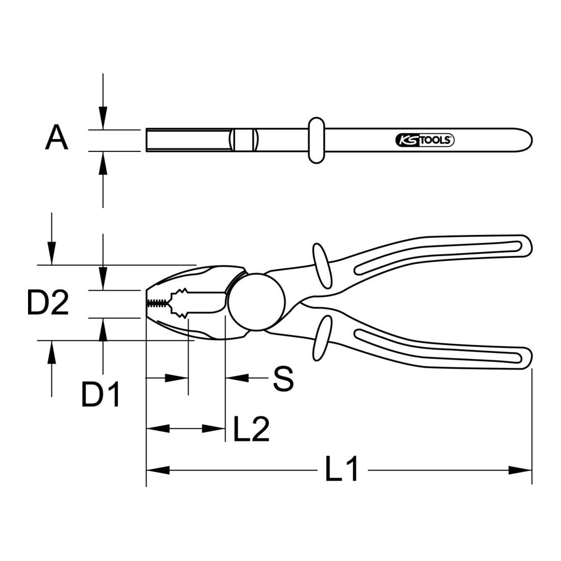 KS Tools 117.1639 - Alicate combinado de plástico con función de corte (tamaño: 200 mm)