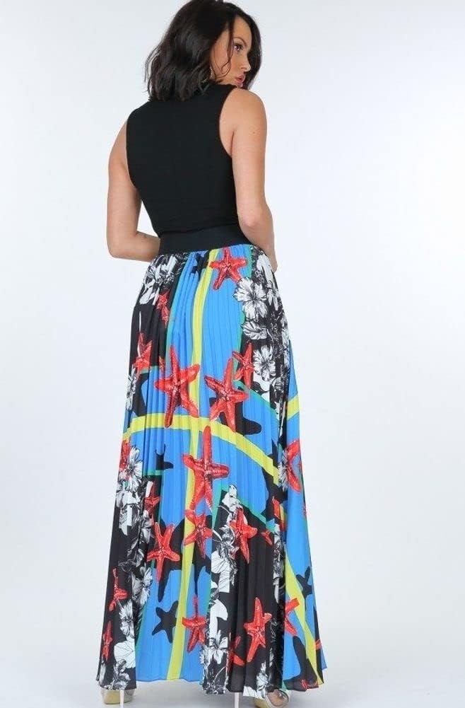 SIZE.L.     Print Maxi Skirt with Leather Waist Band, Fashion Womens Maxi Skirt Casual Maxi Skirt Womens Work Maxi Skirt