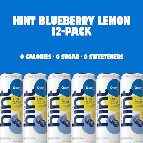 Image of Hint Fruit-Infused Canned Water, Blueberry Lemon - Purified Flavored Water with Zero Calories, Natural Flavors, and Sugar Free - 12 Fl Oz Cans (Pack of 24)