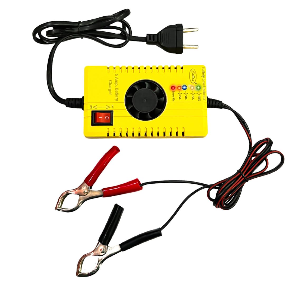 12V 5A Fast Battery Charger with Fan Cooling, 5 Level Battery Indicator Charger, 12Volt 5Amp Smart Battery Charger for Car, Bike, SUV, Automotive, Motorcycle Electric Vehicle and More-image-15