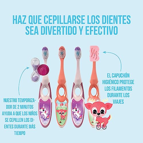 Miniatura 4 de Jordan ® | Step 2 | Cepillo de dientes para niños de 3 a 5 años | Cerdas blandas, mango doble ergonómico y libre de BPA | Color azul y verde | Pack 4 unidades